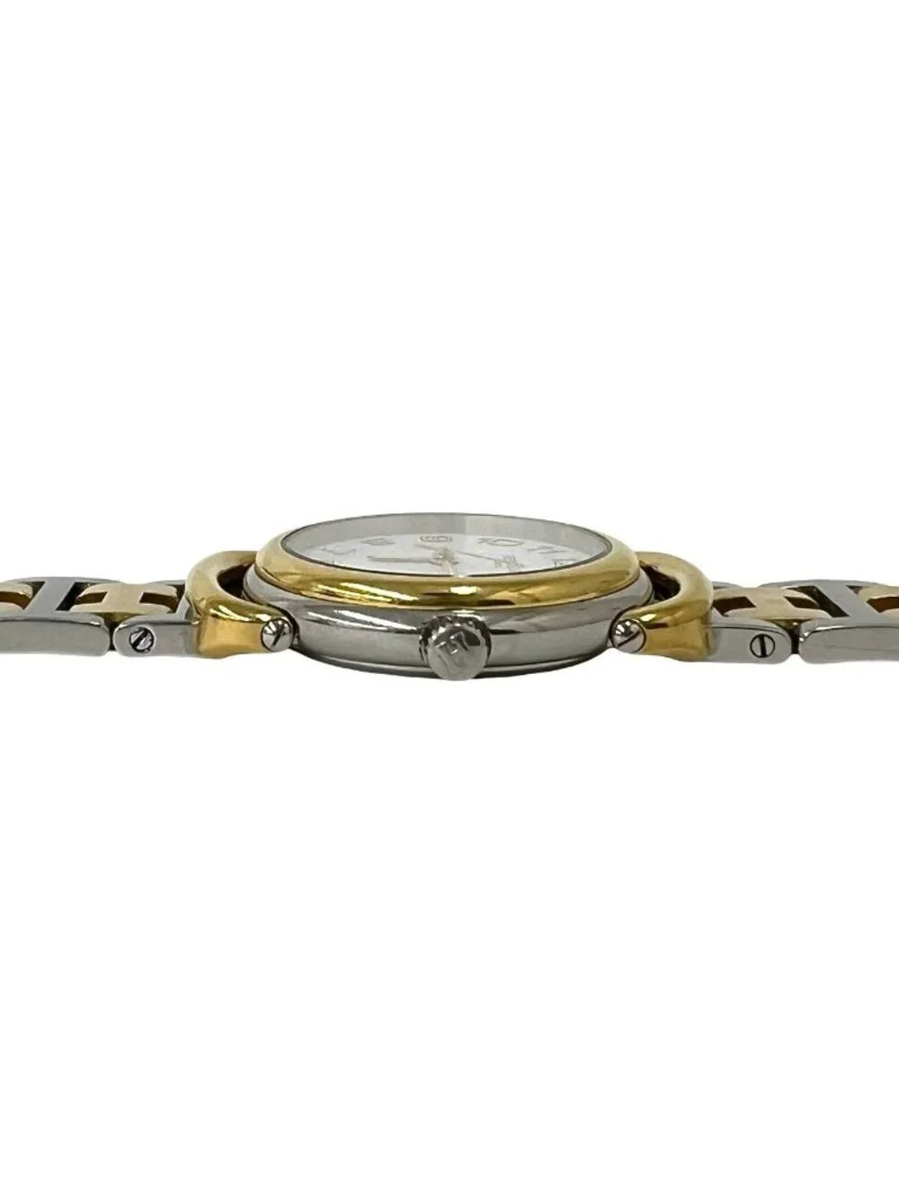 Hermes Pullman Stainless Quartz Watch Wrist Gold Silver
